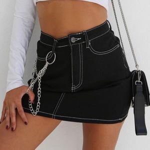 TIGER MIST BLACK DENIM CHAIN SKIRT